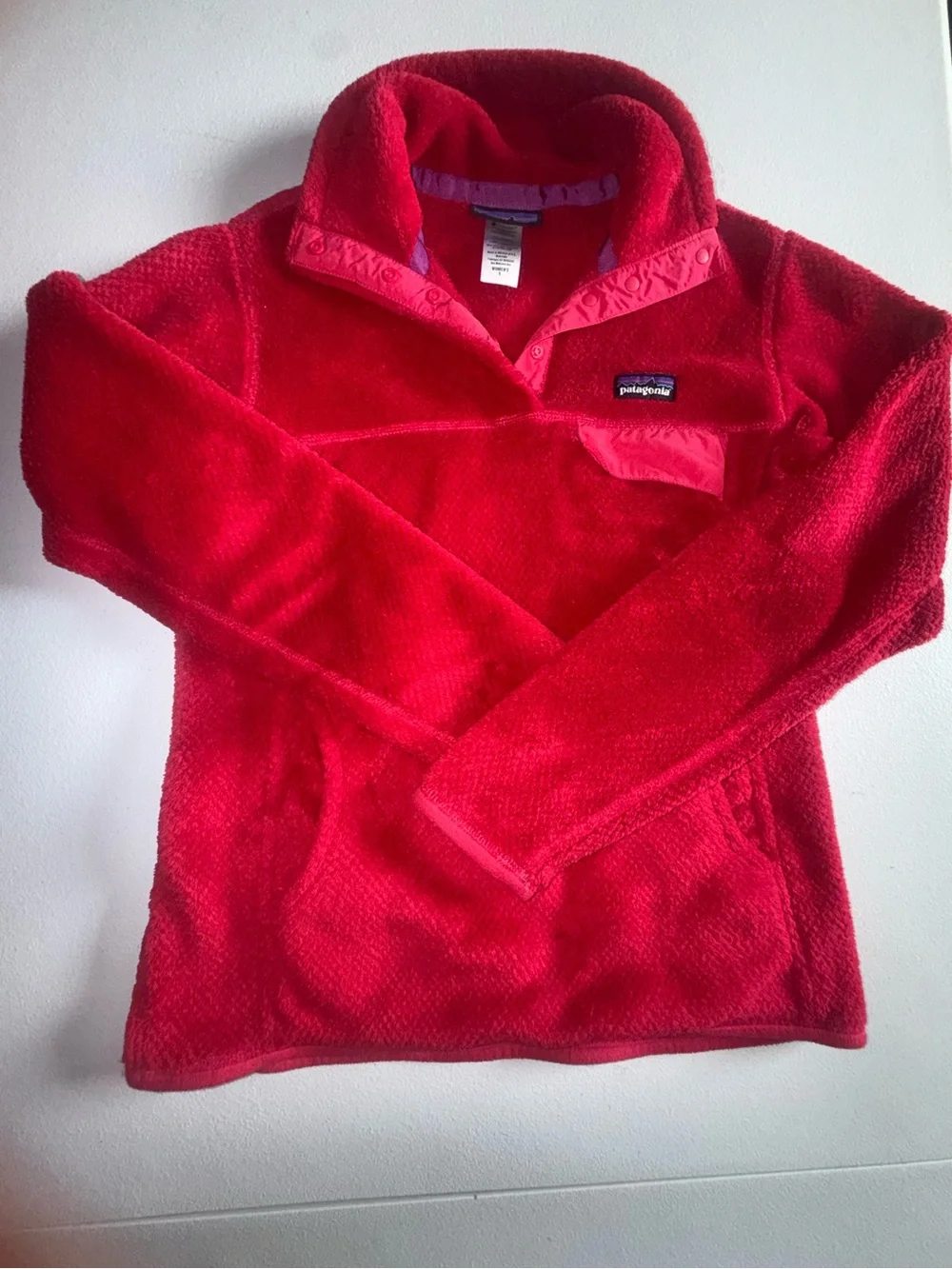 Patagonia Women’s Small Red Polartec Pro Thermal Fleece Pullover cozy outdoor - Picture 11 of 13